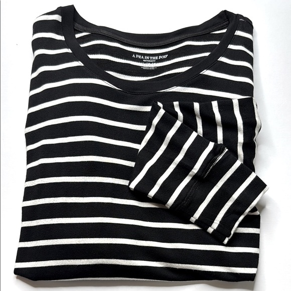 A PEA IN THE POD Black and White Striped Long Sleeve Tee - Picture 1 of 7